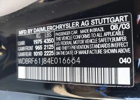 2004 Mercedes-Benz C 240 z USA, uszkodzony, nr VIN WDBRF61J84E016664